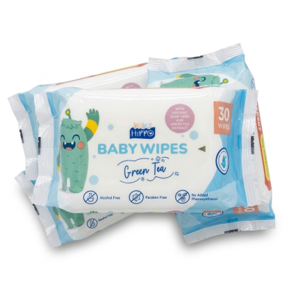 BABY HIPPO BABY WIPES 3X30S GREEN TEA