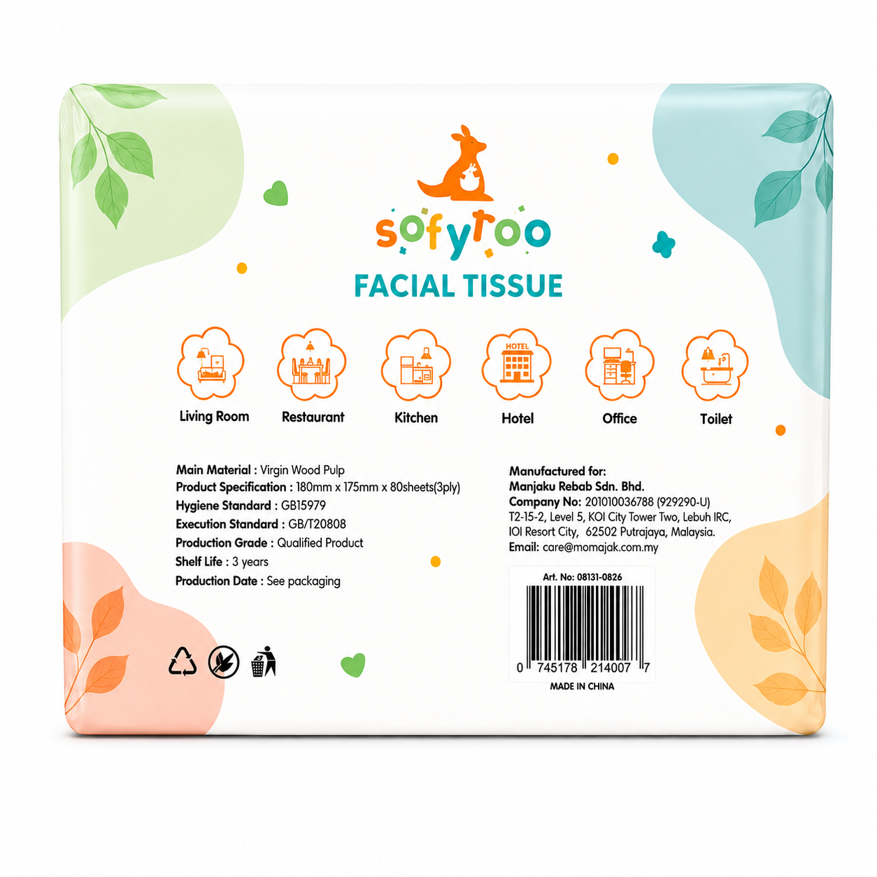 SOFYROO FACIAL TISSUE 80S-3PLY