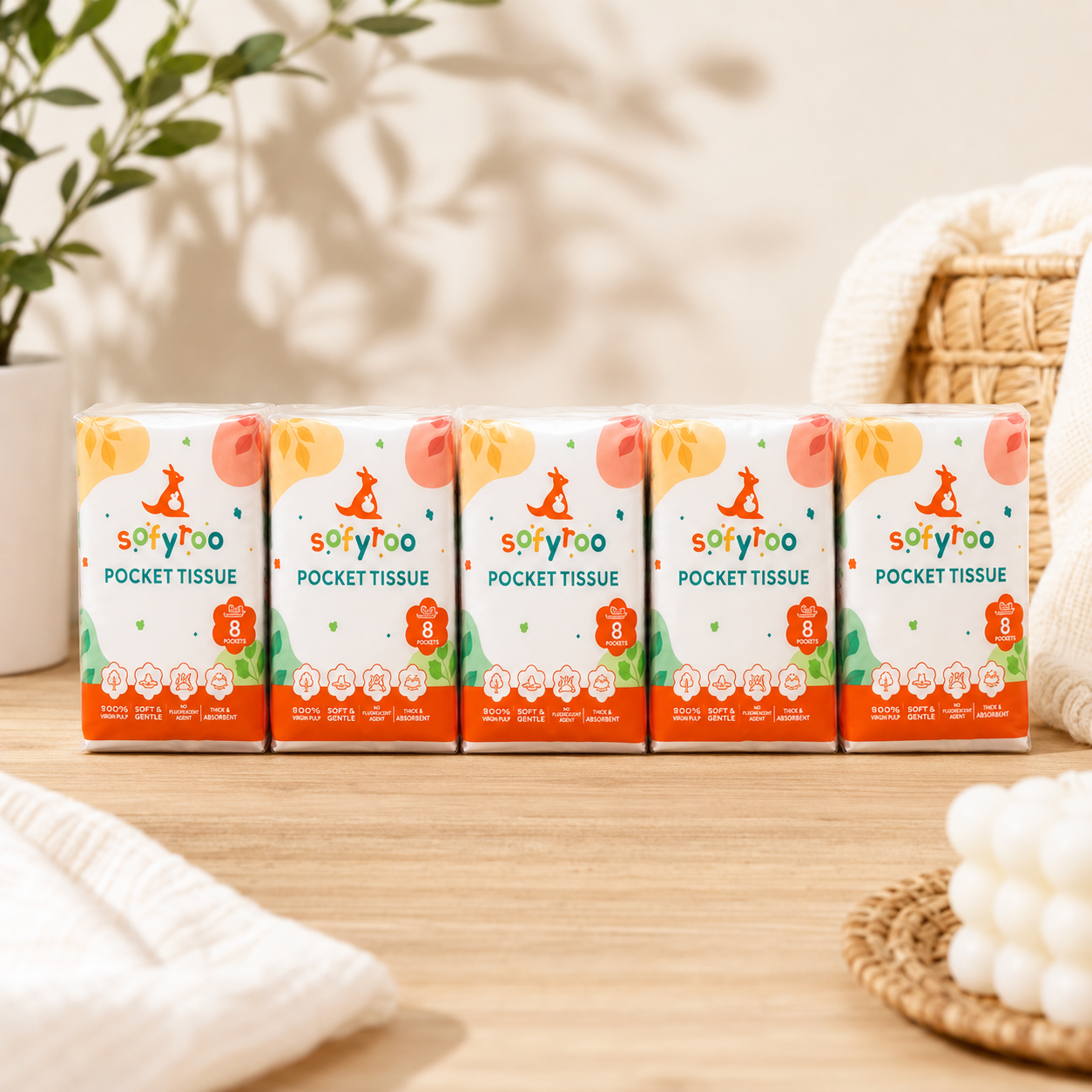 SOFYROO POCKET TISSUE 10X8S-3PLY