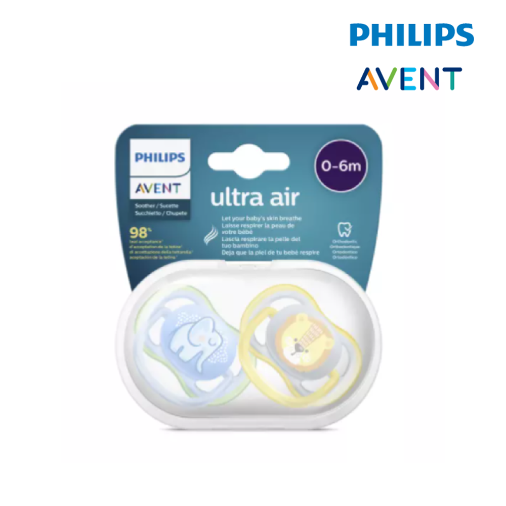 Philips Avent Ultra Air Pacifier 0-6Months (Elephant and Lion) - Boy (33308501)