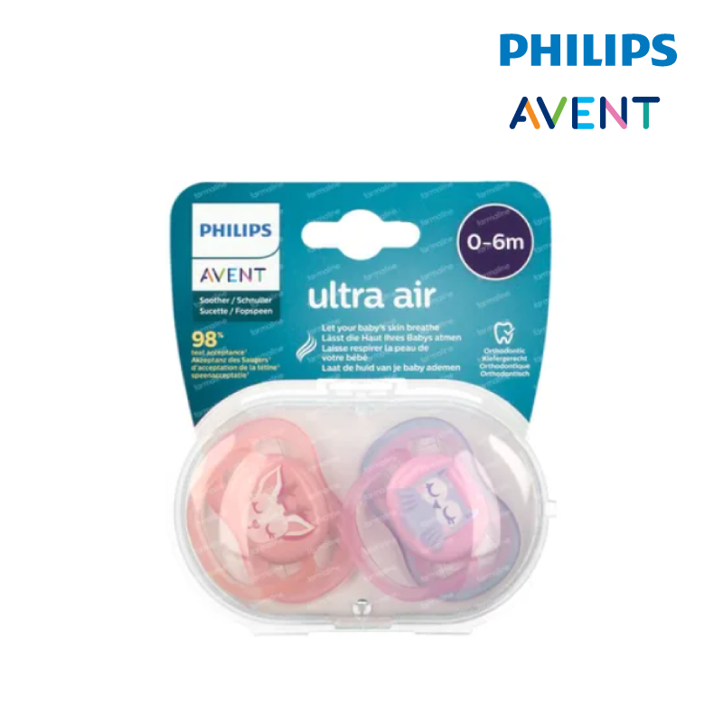 Philips Avent Ultra Air Pacifier 0-6Months (Owl and Deer) - Girl (33308502)