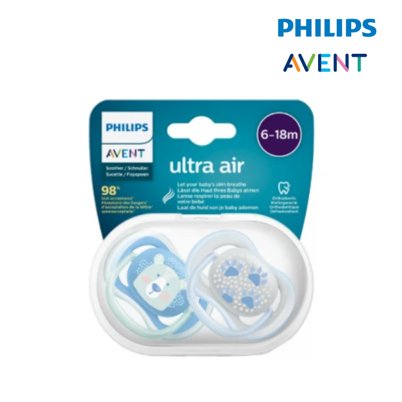 Philips Avent Ultra Air Pacifier 6-18Months (Paw and Bear) - Boy (33308503)