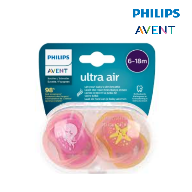 Philips Avent Ultra Air Pacifier 6-18Months (Whale and Star) - Girl (33308504)