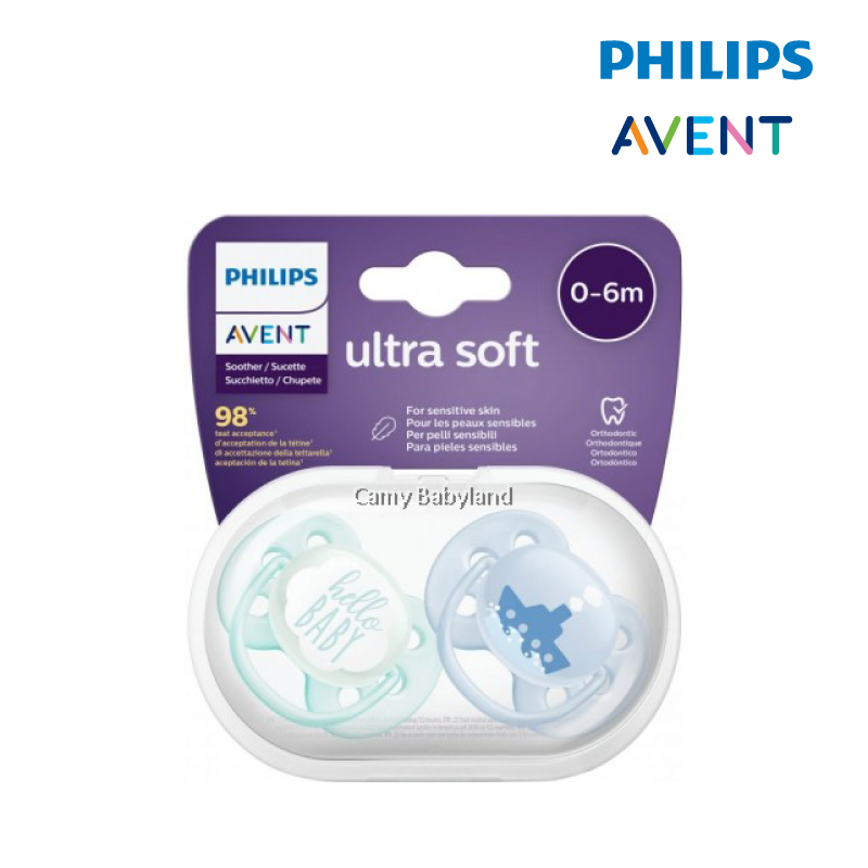 Philips Avent Ultra Soft Pacifier 0-6Months (Blue and Green) - Boy(33322201)