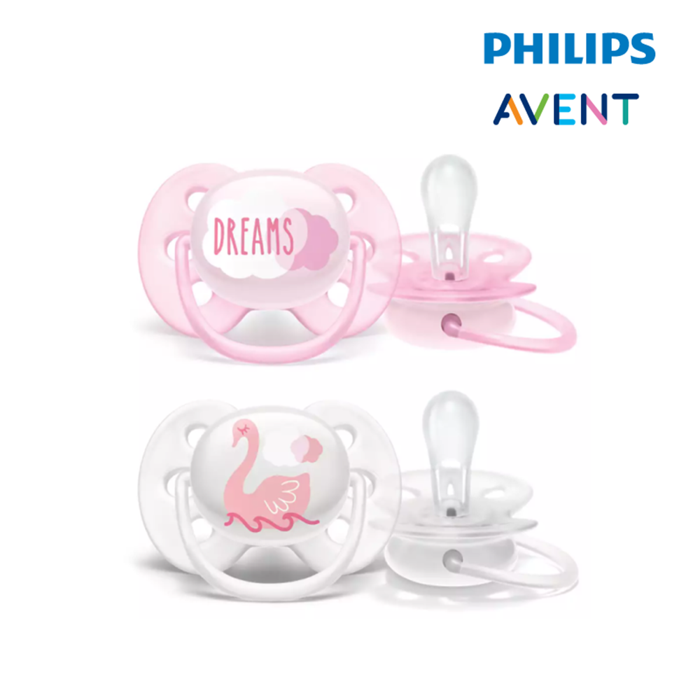 Philips Avent Ultra Soft Pacifier 0-6Months (Pink and White) - Girl (33322202)