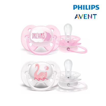 Philips Avent Ultra Soft Pacifier 0-6Months (Pink and White) - Girl (33322202)