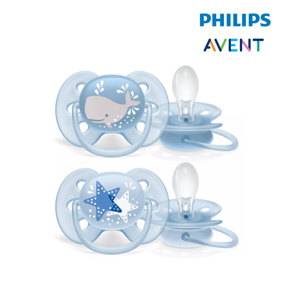 Philips Avent Ultra Soft Pacifier 6-18Months (Whale and Star) - Boy (33322303)
