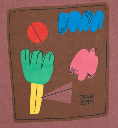 Kemeja-T Baby Hippo Lengan Pendek Tops Kasual (HTT0125-10005 - Team Hippo )