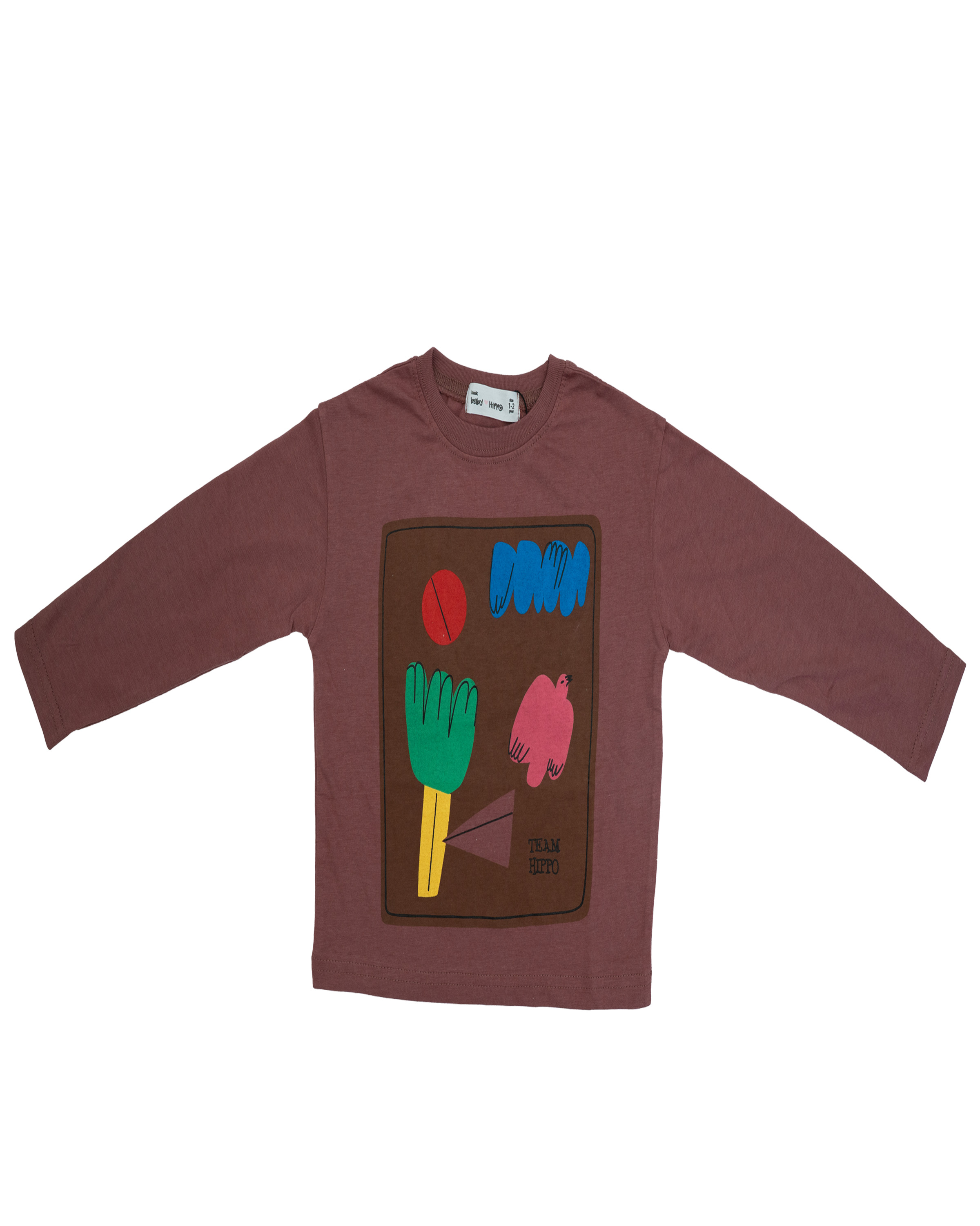 Kemeja-T Baby Hippo Lengan Pendek Tops Kasual (HTT0125-10005 - Team Hippo )