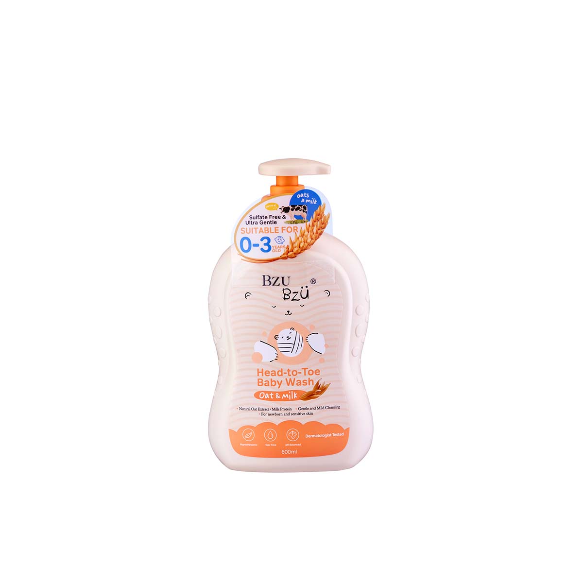 Bzu Bzu Head to Toe Baby Wash Oat & Milk (600ml)