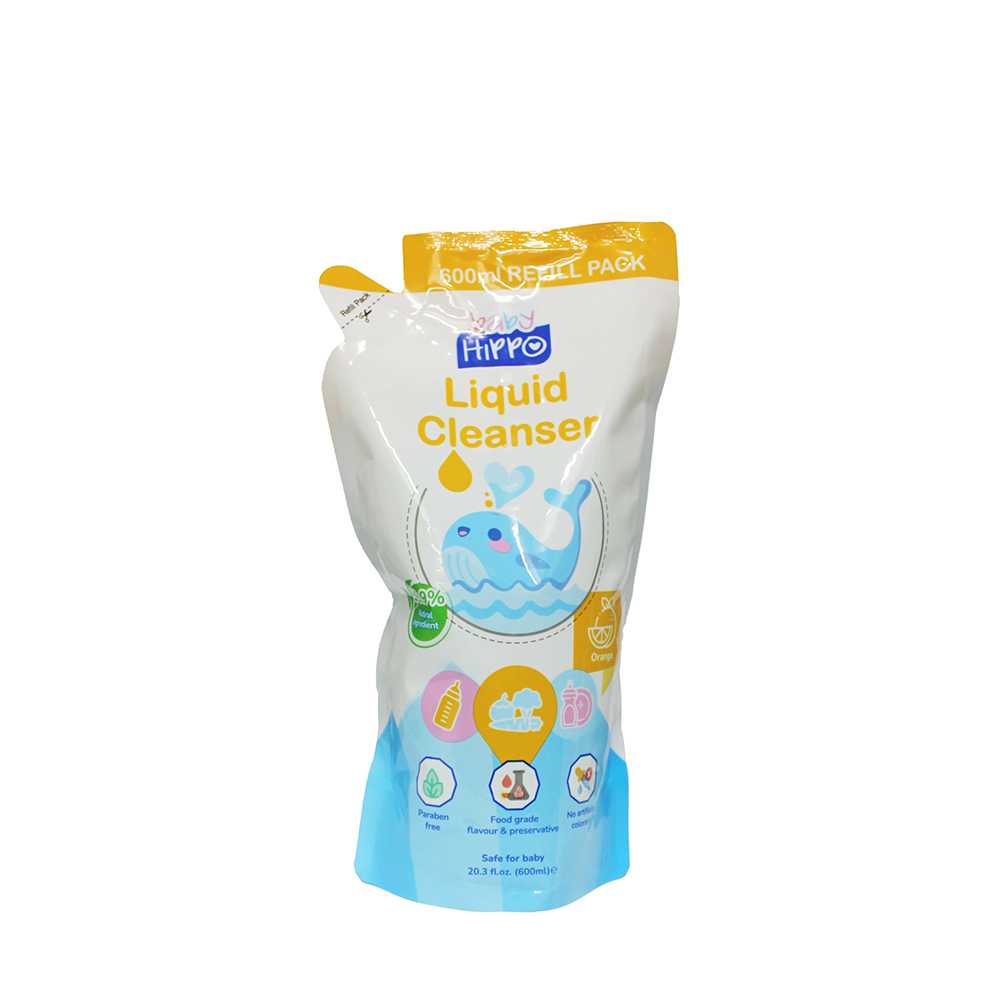 Baby Hippo Liquid Cleanser Refill Pack 600ml - Orange
