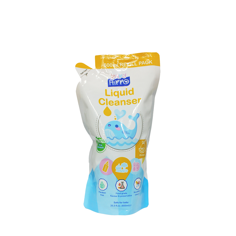 Baby Hippo Liquid Cleanser Refill Pack 600ml - Orange