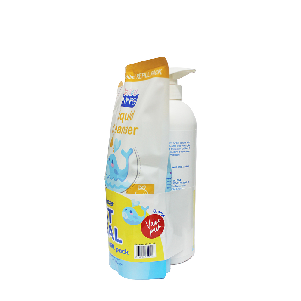 Baby Hippo Liquid Cleanser 600ml + 750ml - Orange