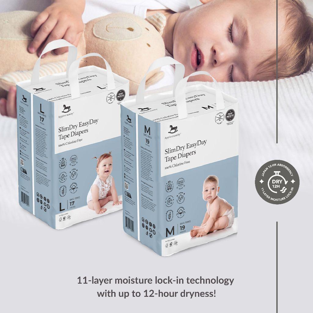Applecrumby SlimDry EasyDay Tape Diapers L38
