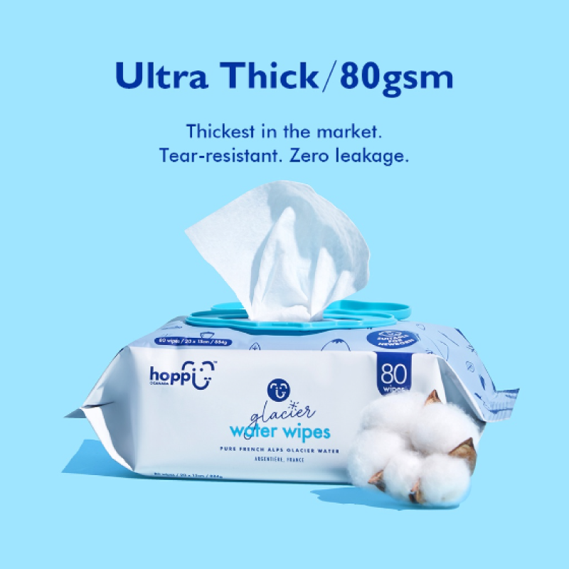 Hoppi Glacier Water Wipes 80's x 2packs