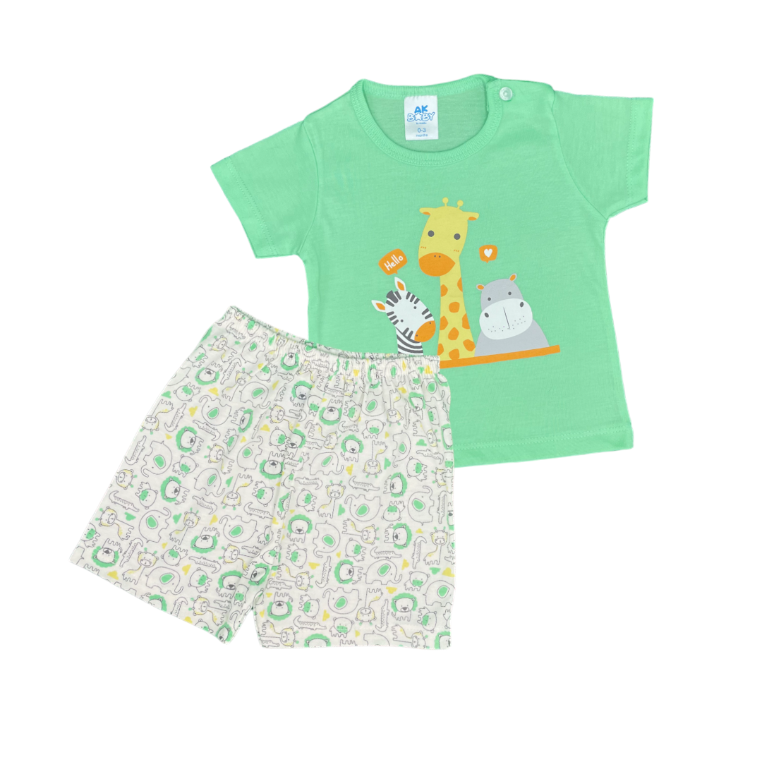 Anakku Hello Animal Baby Suit Set (320481-2)-Green
