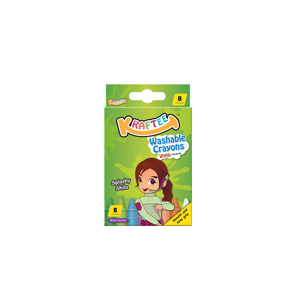 KRAFTEE 8CT WASHABLE CRAYONS SPLASHY SHILA