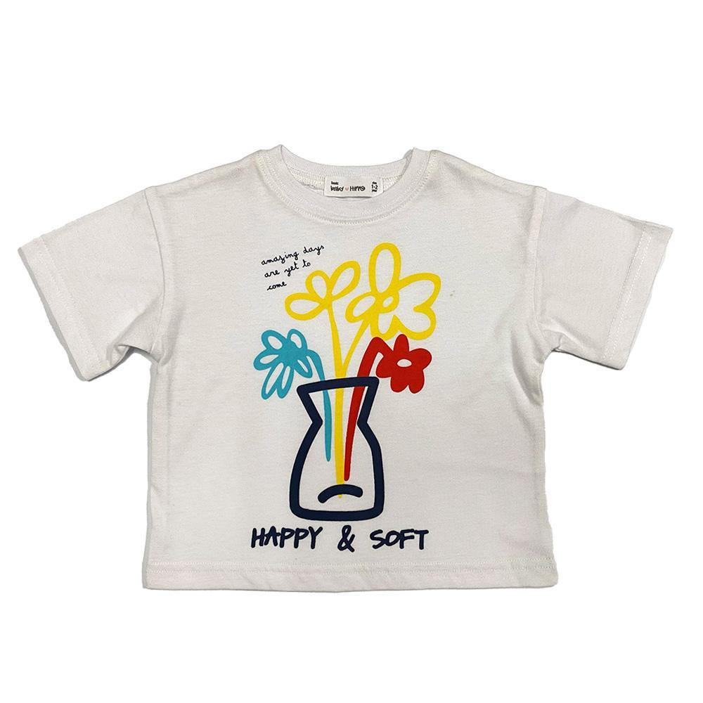 Kemeja-T Baby Hippo Lengan Pendek Tops Kasual (HTT0125-10003 - Flowers )