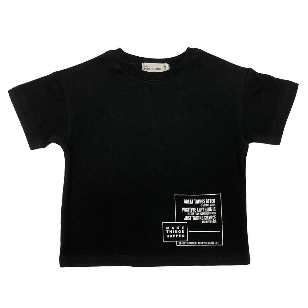 Kemeja-T Baby Hippo Lengan Pendek Tops Kasual ( HTT0125-10003 - Black Tee )