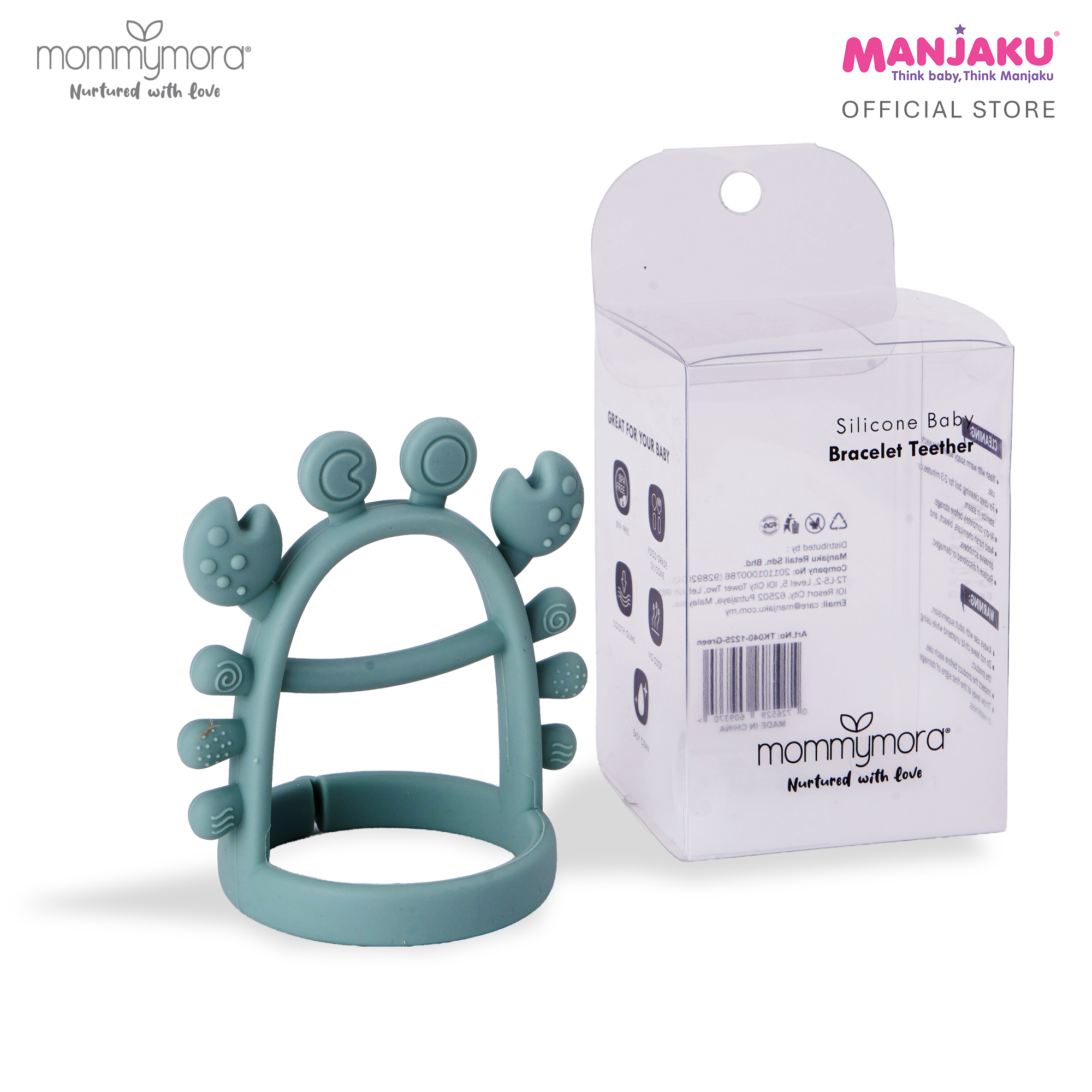 MOMMYMORA SILICONE BRACELET TEETHER GREEN