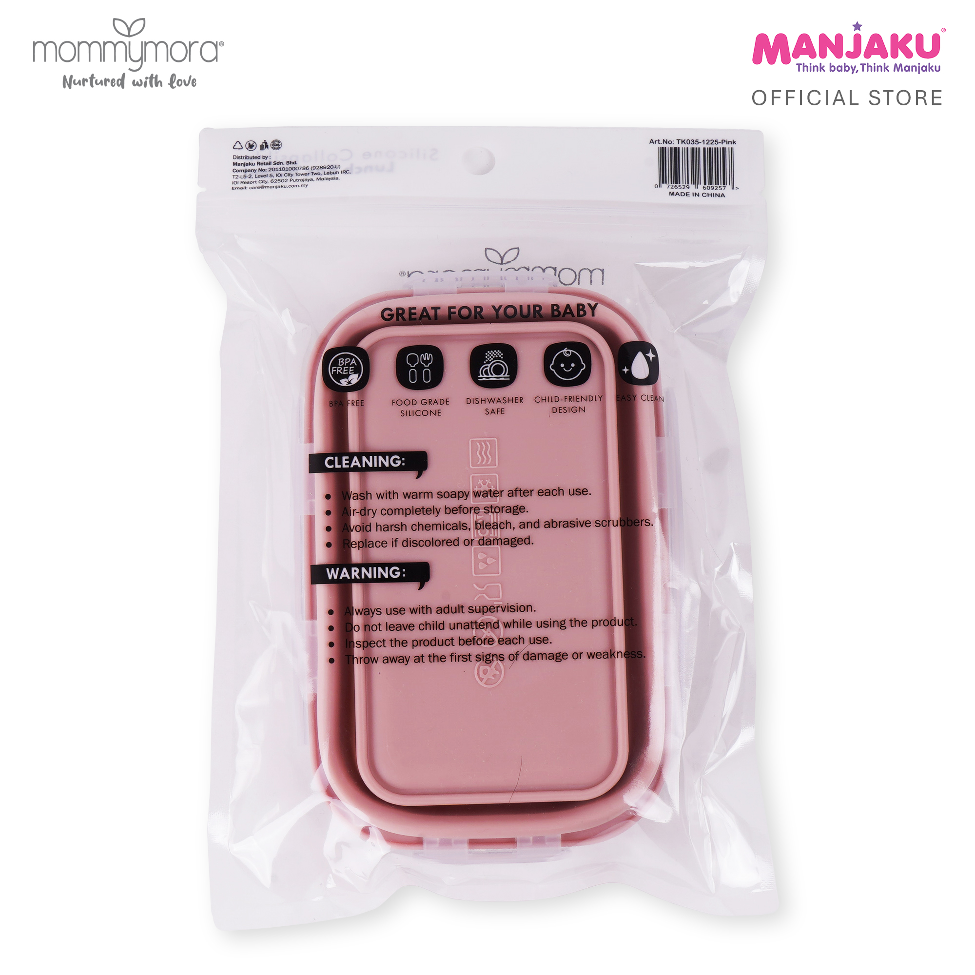 MOMMYMORA SIL COLLAPSIBLE LUNCH BOX PNK