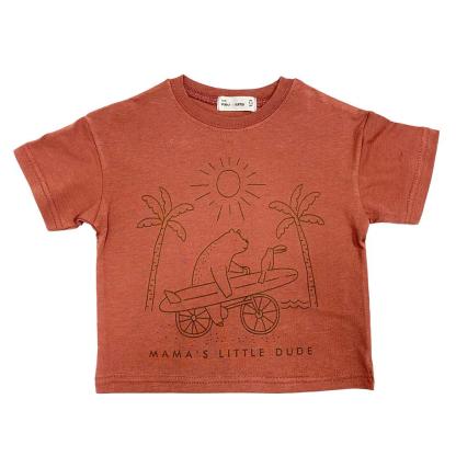 Kemeja-T Baby Hippo Lengan Pendek Tops Kasual (HTT0125-10003 - Bear Surf )