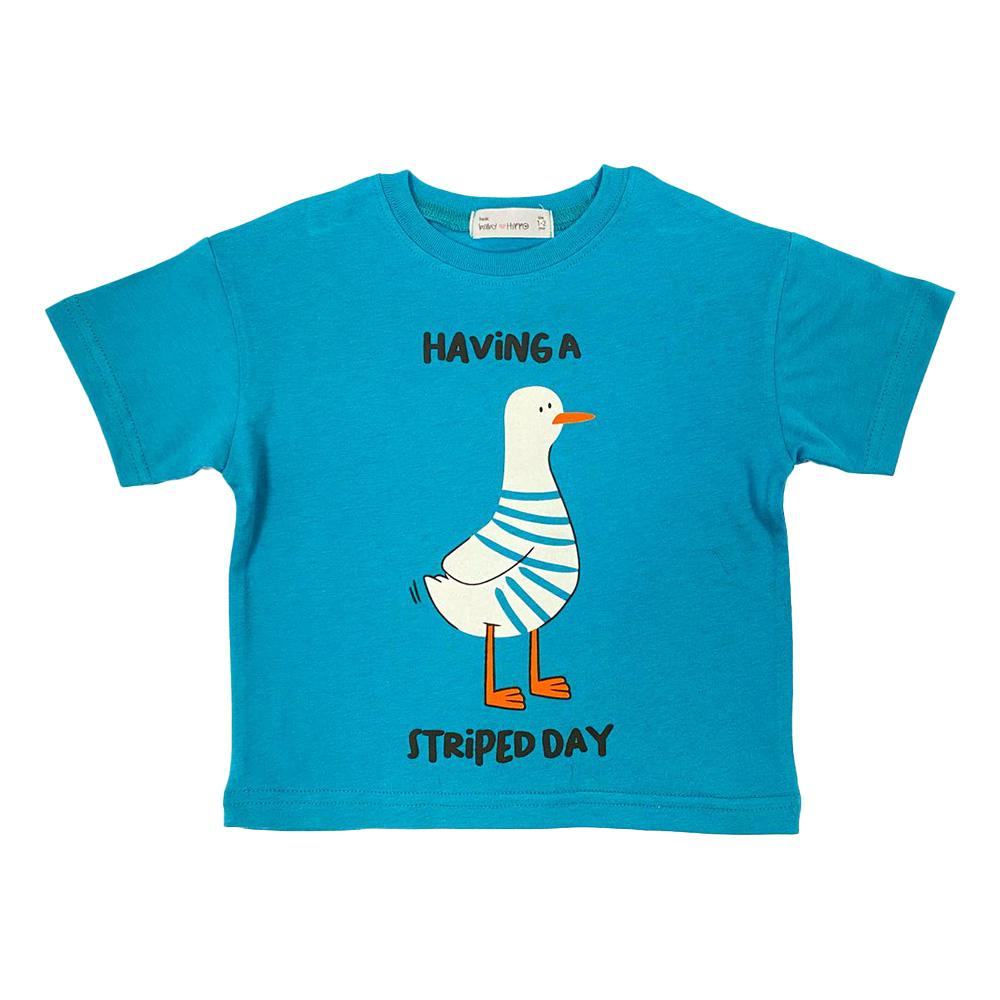 Kemeja-T Baby Hippo Lengan Pendek Tops Kasual (HTT0125-10003 - Having A Stripped Day )