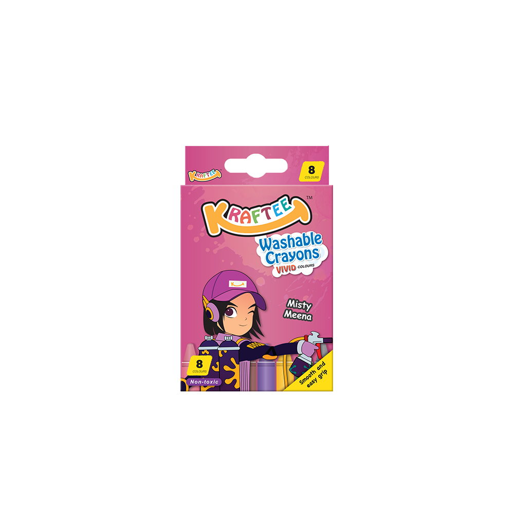 KRAFTEE 8CT WASHABLE CRAYONS MISTY MEENA