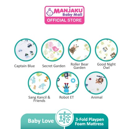 Baby Love Premium 3-Fold Playpen Foam Mattress - Secret Garden (Model: 2973)