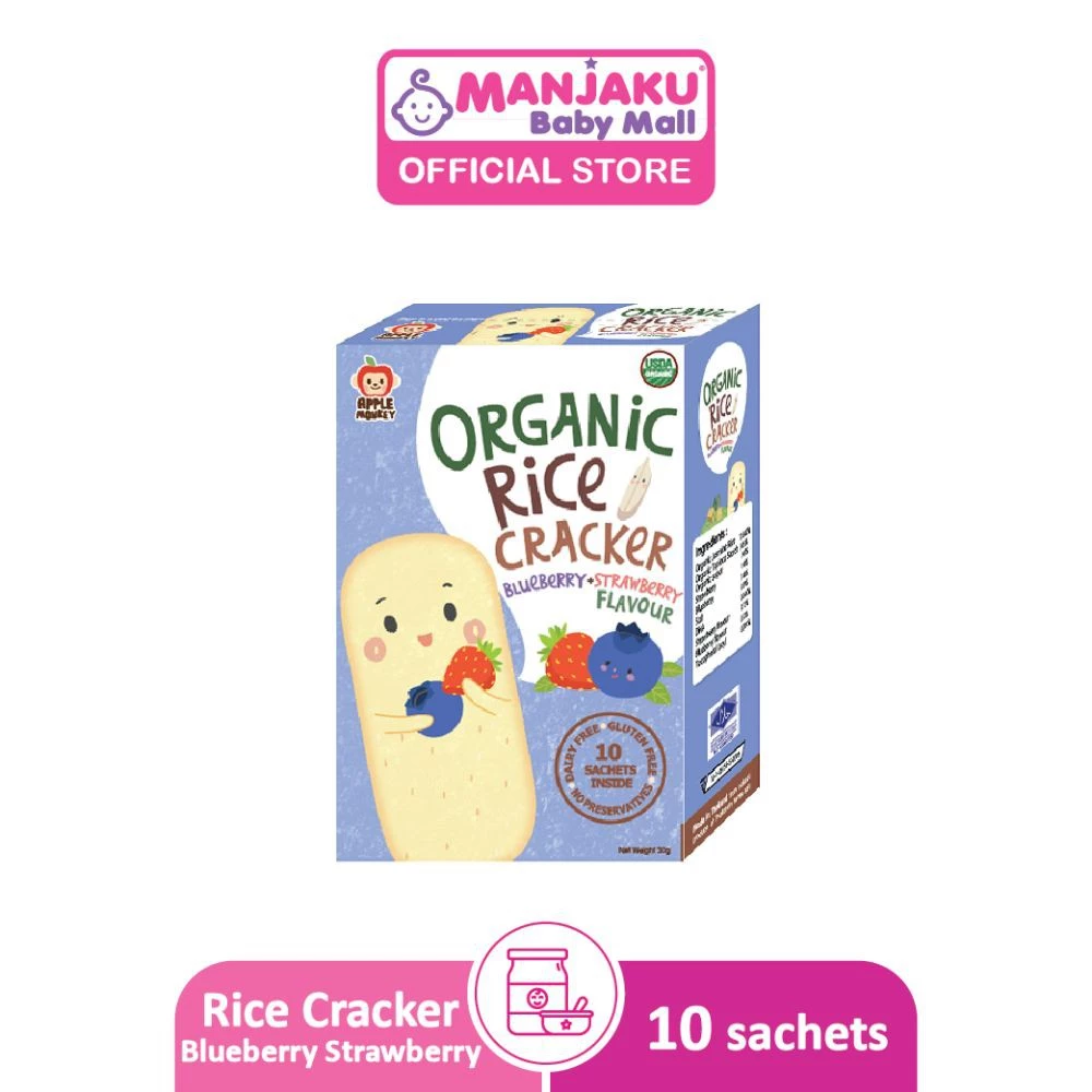 APPLE MONKEY-OGNC RICE CRACKER-B'RY STRW