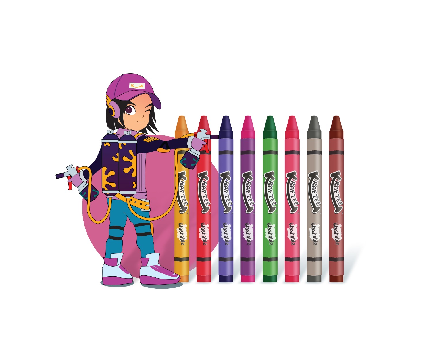 KRAFTEE 8CT WASHABLE CRAYONS MISTY MEENA