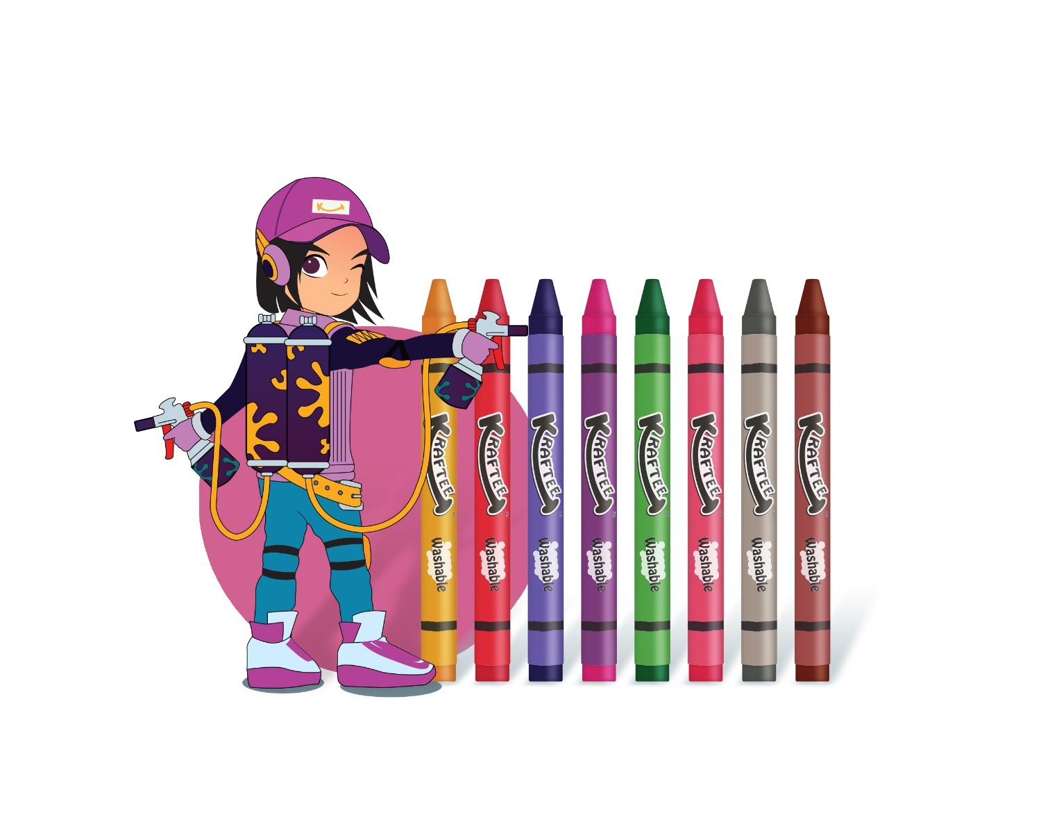 KRAFTEE 8CT WASHABLE CRAYONS MISTY MEENA