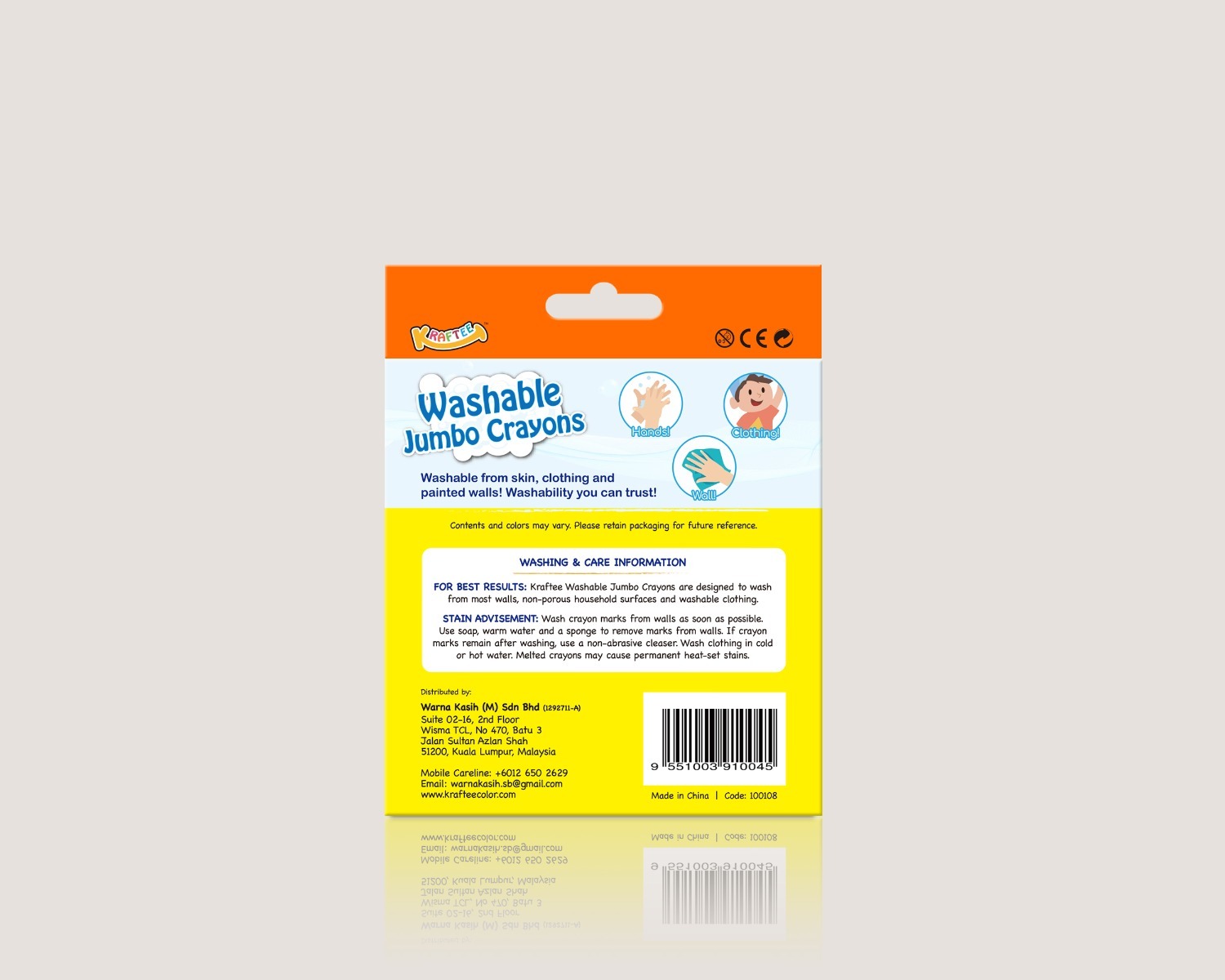 KRAFTEE 8CT WASHABLE JUMBO CRAYONS