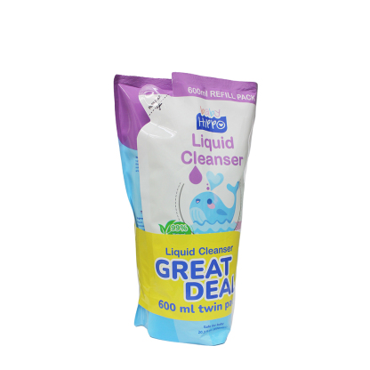 Baby Hippo Liquid Cleanser Refill TWIN Pack 600ml - Unscented