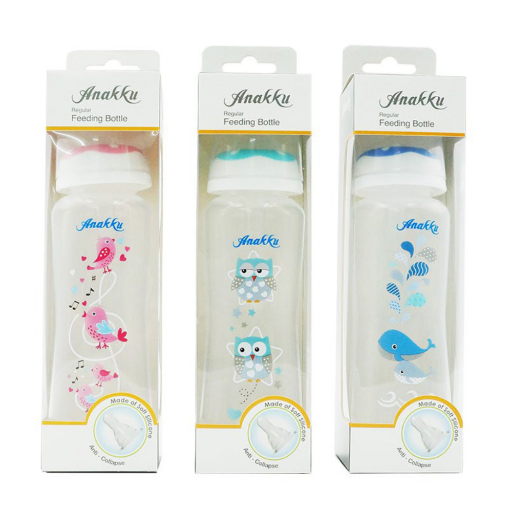 Anakku Feeding Bottle With Anticollapse Teat - 8oz/250ml - 163-602 - Assorted Color