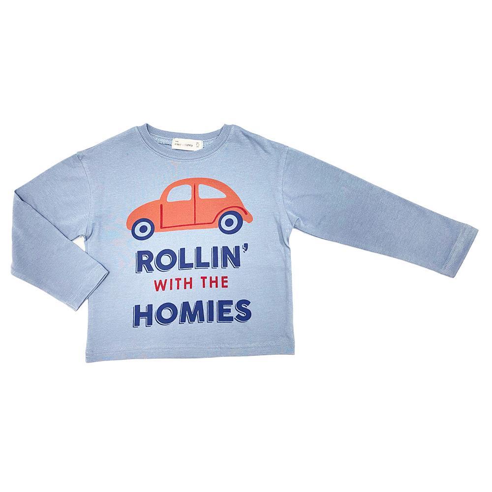 Kemeja-T Baby Hippo Lengan Panjang Tops Kasual (HTT0125-10005 - Car Rolling )