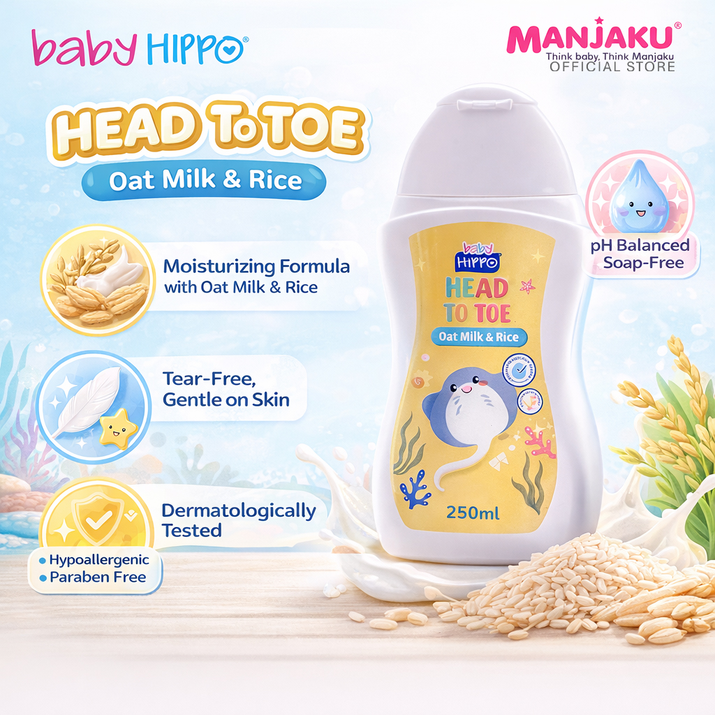 BABY HIPPO HEAD TO TOE 250ML OAT MILK & RICE-YLLW