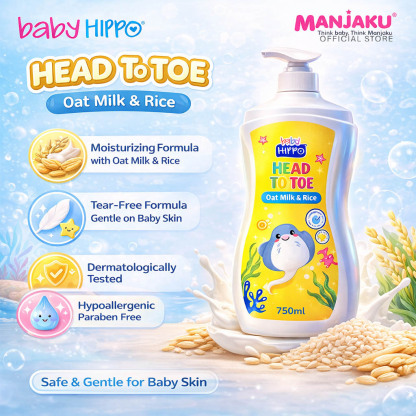 BABY HIPPO HEAD TO TOE 750ML OAT MILK & RICE-YLLW