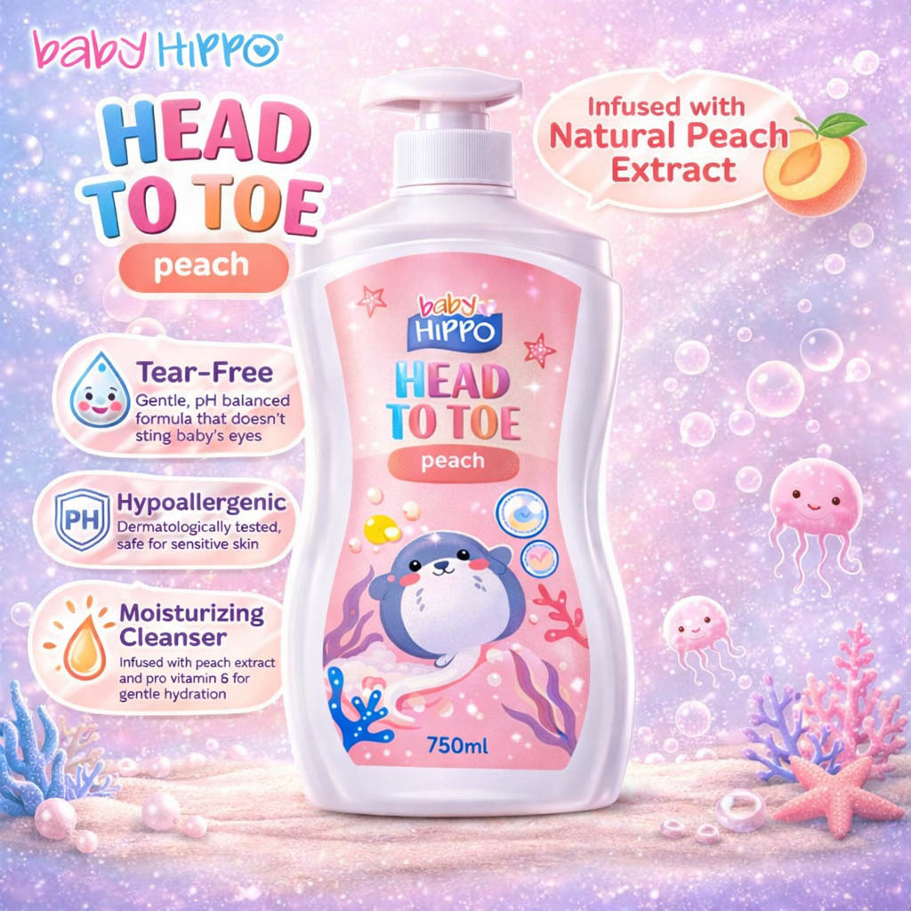 BABY HIPPO HEAD TO TOE 750ML PEACH-PINK
