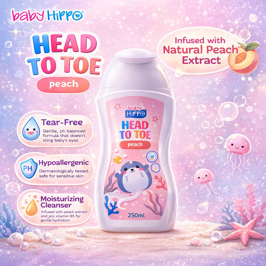 BABY HIPPO HEAD TO TOE 250ML PEACH-PINK