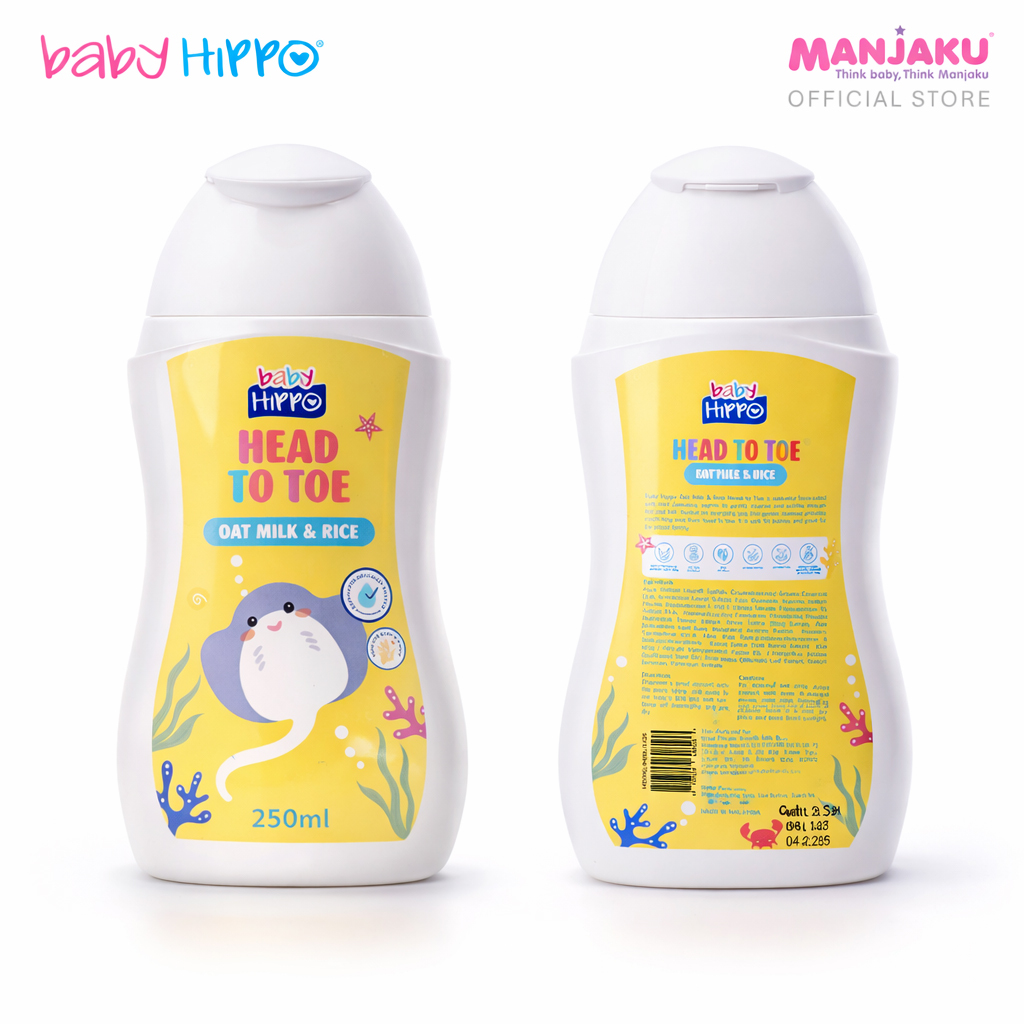 BABY HIPPO HEAD TO TOE 250ML OAT MILK & RICE-YLLW