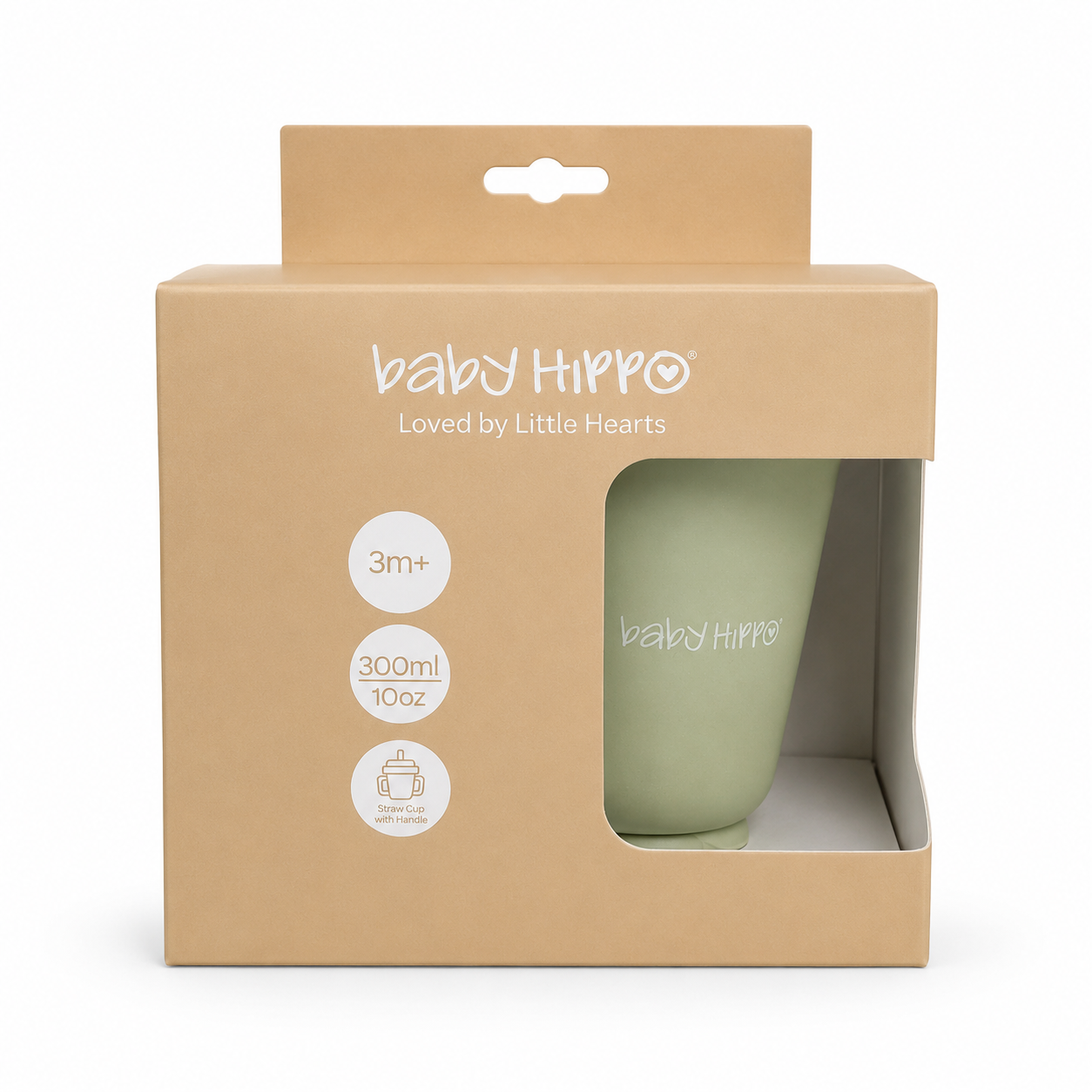 BABY HIPPO PP SIPPY CUP WITH STRAW & HANDLE 300ML