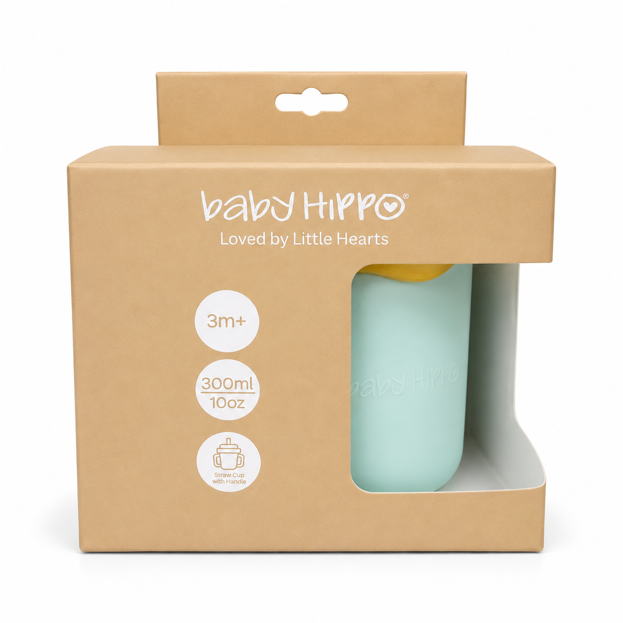 BABY HIPPO PP SIPPY CUP WITH STRAW & HANDLE 300ML