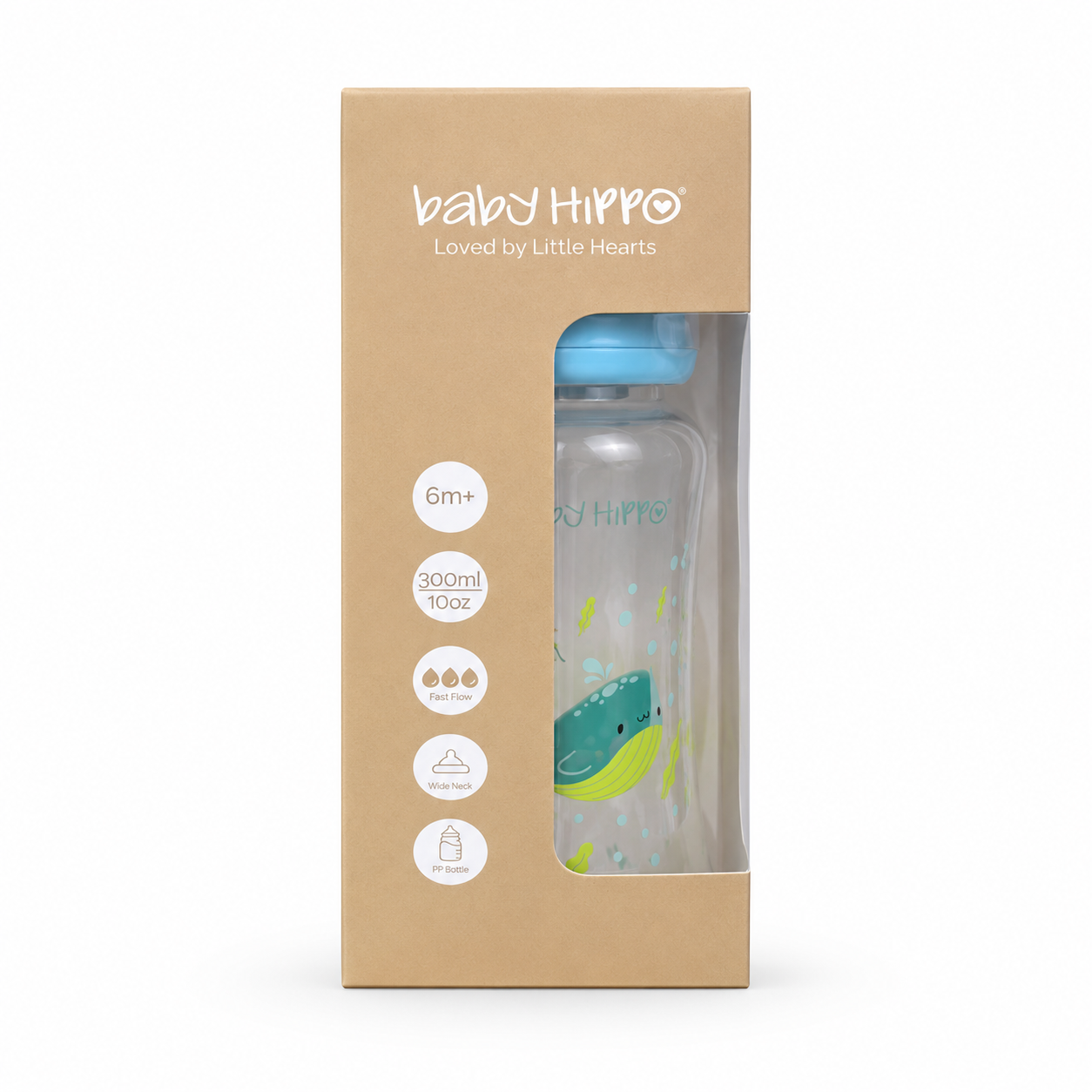 BABY HIPPO BABY WIDE NECK FEEDING BOTTLE 2PCS