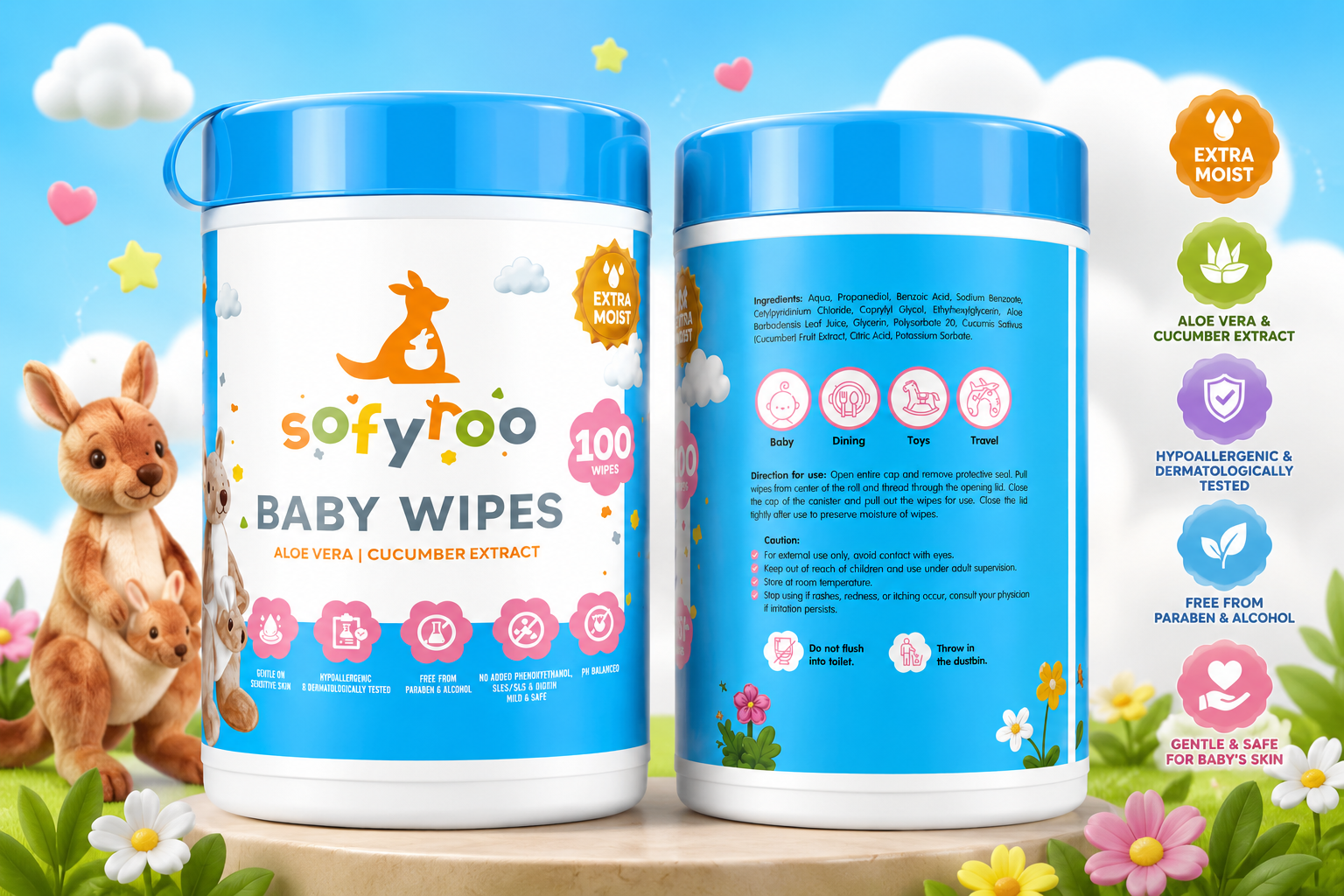 SOFYROO B.WIPES CAN 100S EXTRA MOIST