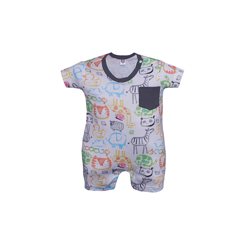 BABY HIPPO ROMPER (HFR0525-19014-0-6M)-Unisex-Dark Grey