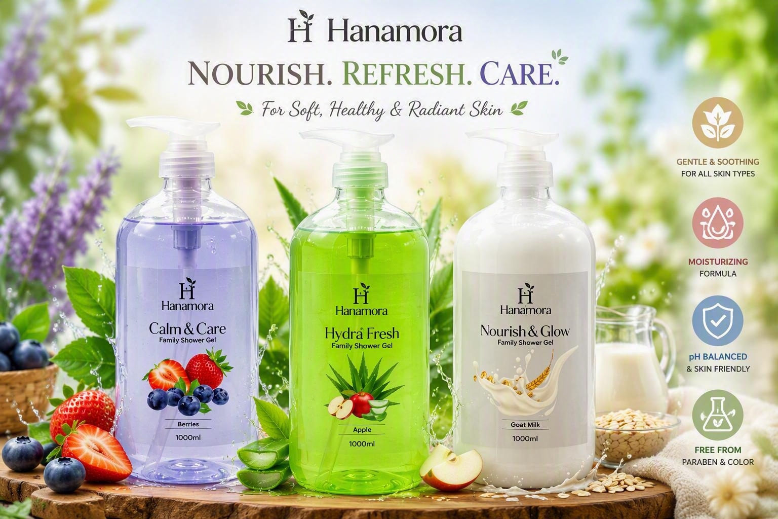 HANAMORA FAMILY SHOWER GEL 1000ML