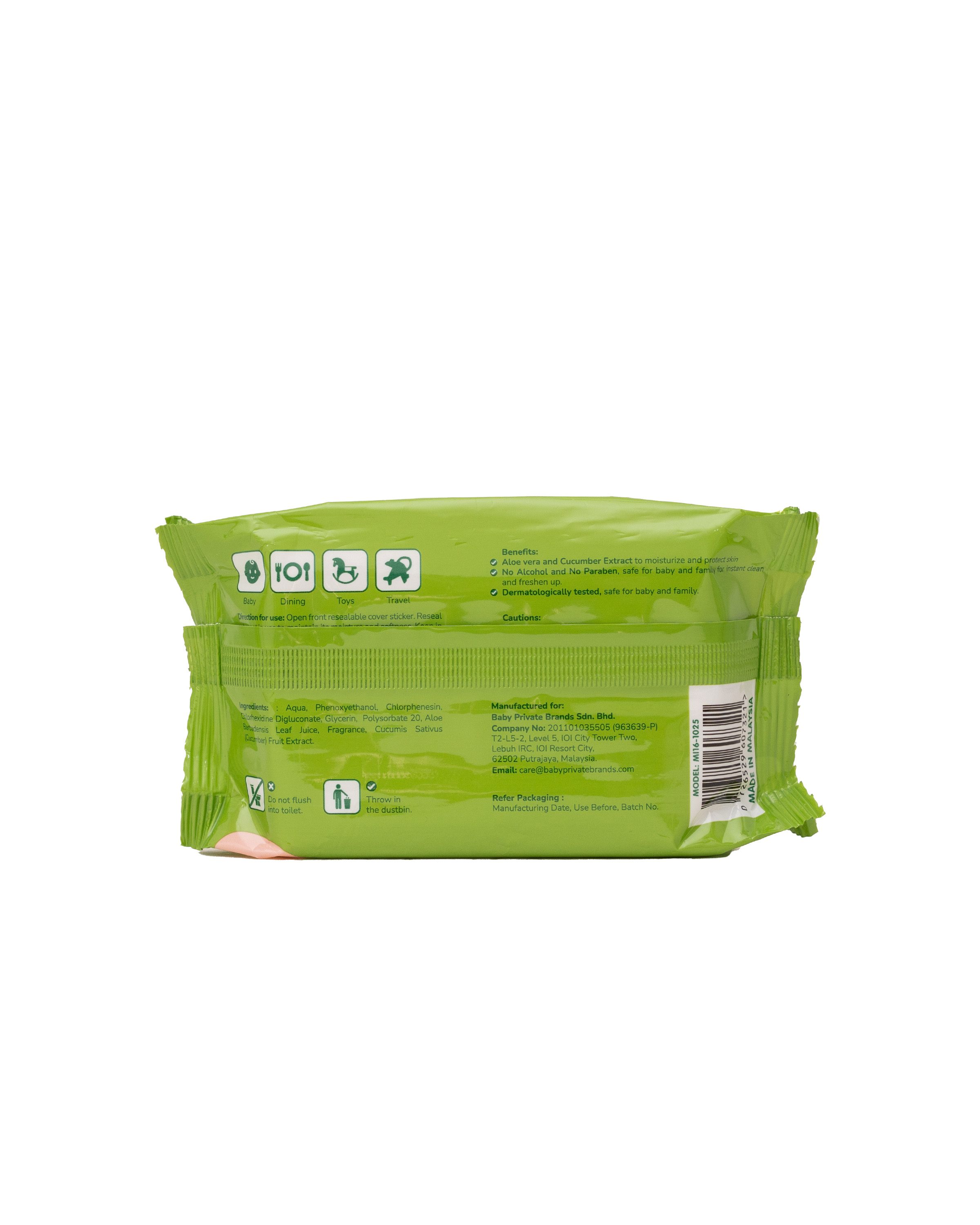 B.HIPPO WIPES 2X25S TRICERATOPS ( GREEN ) 