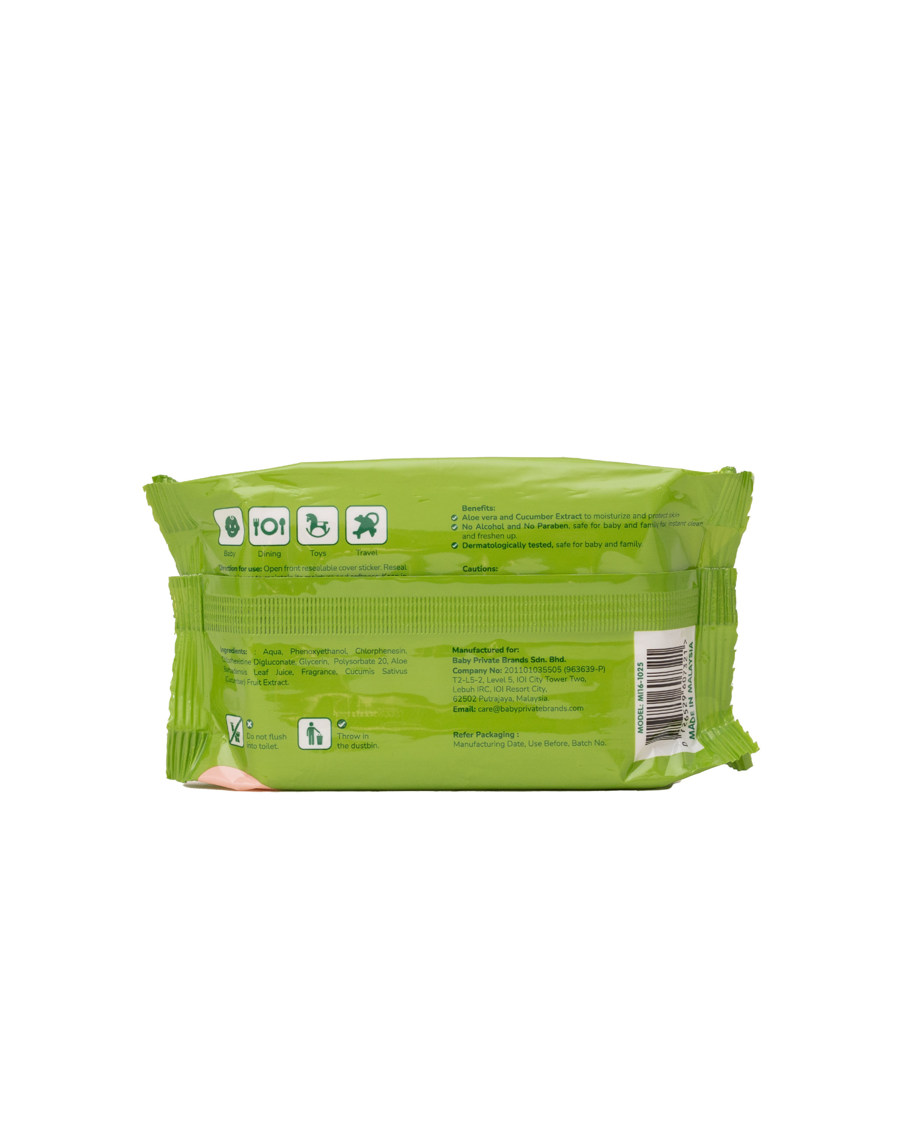 B.HIPPO WIPES 2X25S TRICERATOPS ( GREEN ) 