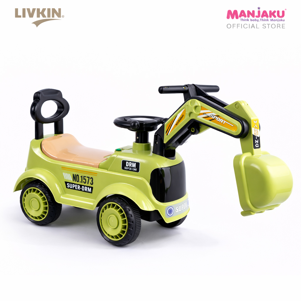 LIVKIN 808 KIDS EXCAVATOR RIDE ON CAR YELLOW / GREEN